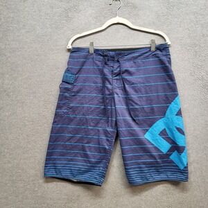 DC Shoes Men‎ Swimwear 30 Blue Board Shorts Surf Big Logo Skate Y2K